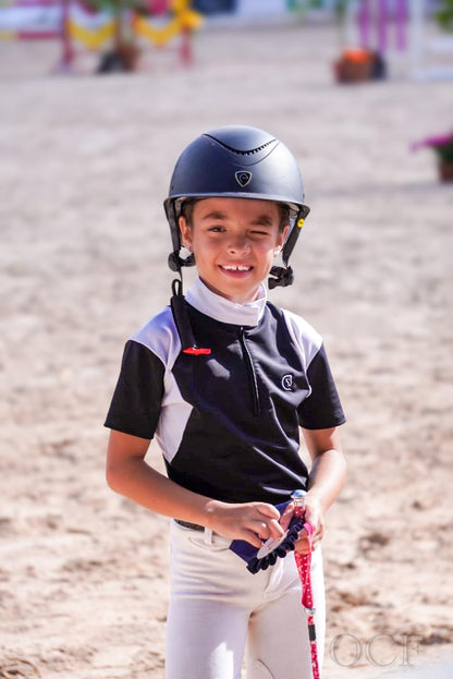 AMAZONA Polo Concurso Niña - Negro y Blanco
