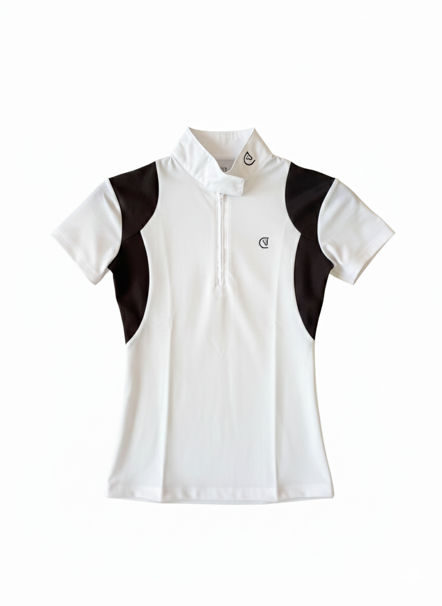 AMAZONA Polo Concurso Niña - Blanco y Negro
