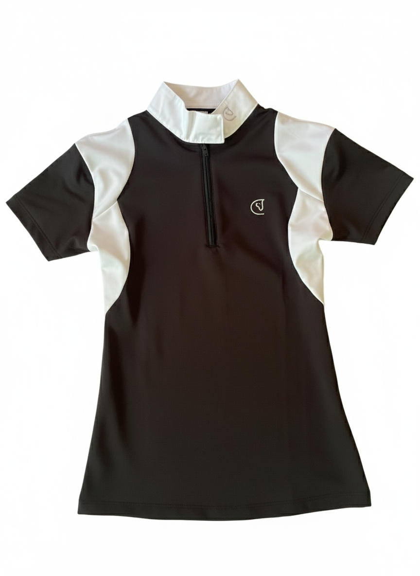 AMAZONA Polo Concurso Niña - Negro y Blanco