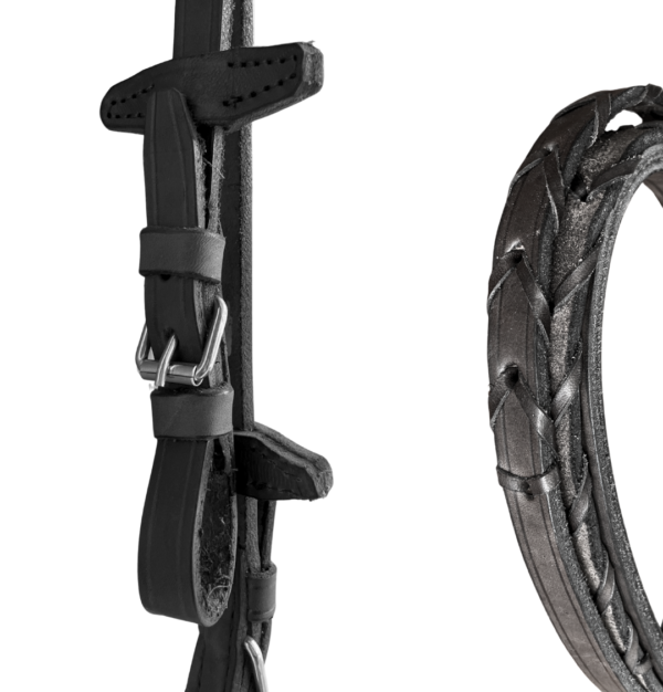 Braided Leather Reins - Black - Image 2